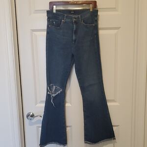 Express Flare Jeans with Distressed Detail